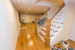 Finishing touches for a remodeled basement in South Windsor