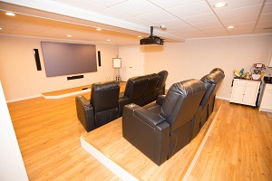 A basement turned into a home theater
