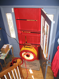 Blower door test for Granby homes